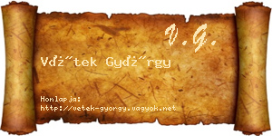 Vétek György névjegykártya